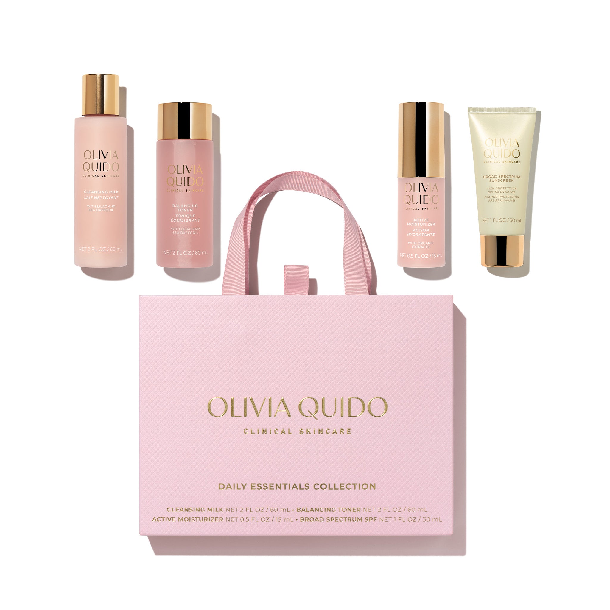 Daily Essentials Travel Skincare Kit products on white