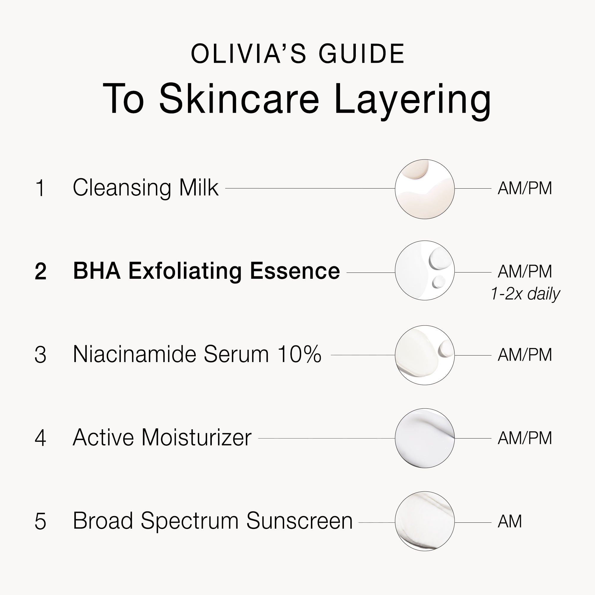 Olivia Quido Skincare BHA Exfoliating Essence 2% Olivia's Guide to Skincare Layering