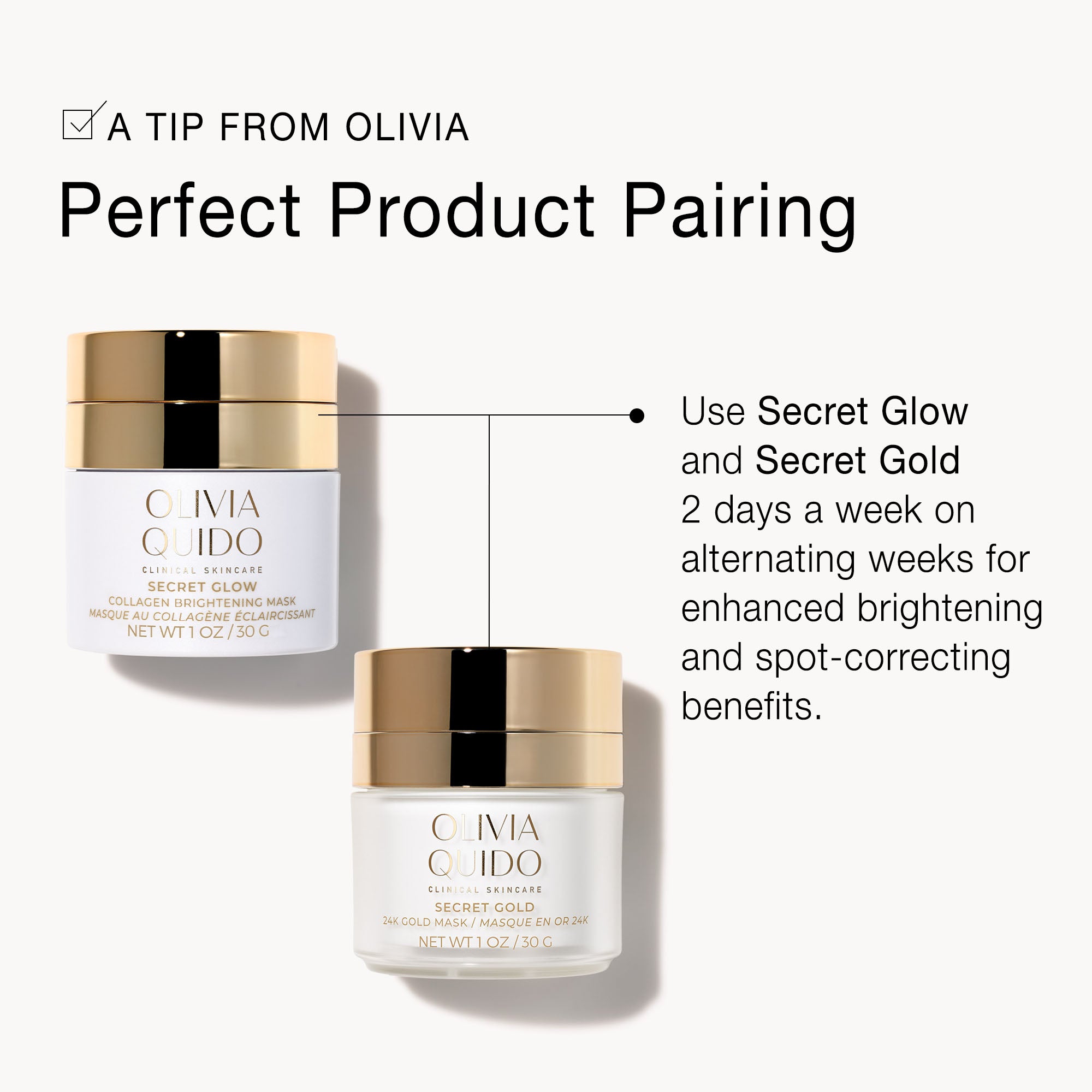 Olivia Quido Skincare Secret Gold Overnight Mask Product Pairing With Secret Glow